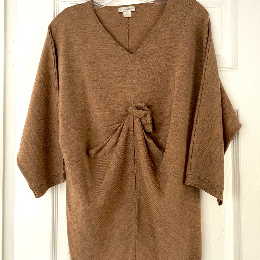 Garnet Hill fine Merino Wool mocha sweater, dolman sleeves LG